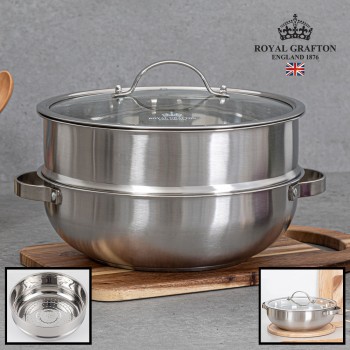 [로얄그래프톤] 리썸 IH 스텐냄비 2단 찜솥 28cm